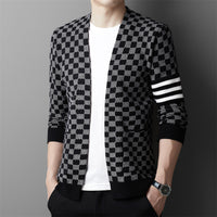 Autumn New Men's V-neck Plaid Sweater