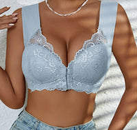 Front Button Underwear Lace Edge Push Up Small Size Large Wide Shoulder Strap Comfortable Bra