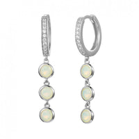 Silver Needle Chain Opal Earrings