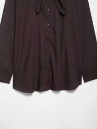 Women's Solid Color Temperament Long Sleeve Scarf Poplin Shirt