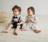 Ankesong Authentic Baby Summer Boys And Girls Baby Triangle Dress Short Sleeve Plaid Gentlemen And Women