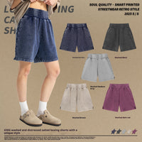 High Street Distressed Wash American Fashion Brand Retro Wide Leg Trendy Men's Shorts