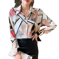 Fashionable Printed Long-sleeved Chiffon Shirt For Women