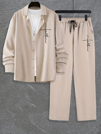 Fashion Trend Color Gradient Long Sleeve Shirt Trousers Suit
