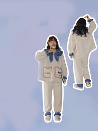 Cute Women's Flannel Long Thickened Loungewear