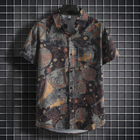 Men's Stylish Beach Flowers Half Sleeve Shirt