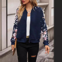 Women's Long Sleeve Printed Casual Patchwork Coat Jacket