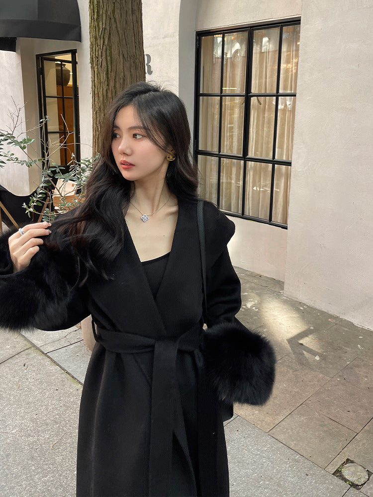 Double-sided Mink Cashmere Large Lapel Long Coat