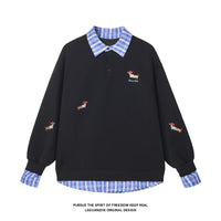 Embroidered Design Polo-neck Hoodie For Men
