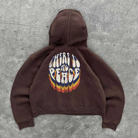 Female Printed All-matching Loose Hooded Sweater