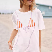 Women's Printed Loose Short-Sleeve Crew-Neck Top
