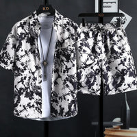 Sanya Travel Hawaii Plus Size Flower Shirt Men's Printed Cropped Pants