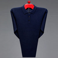 European And American Thickened Solid Color Polo Collar Knitwear Sweater