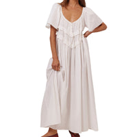 Fitted Waist Loose Casual Slimming Plaid Maxi Dress For Women