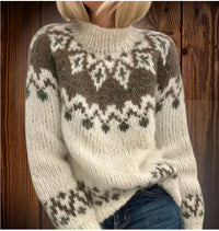Round-neck Chunky-knit Cotton Fabric Top