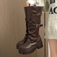 Women's Fashionable Vintage Chunky-Heel Over-the-Knee Boots