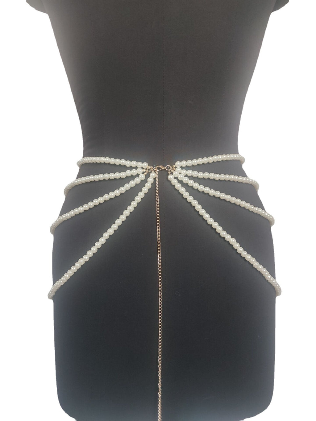 Pearl Connected Multi-layer Tassel Side Swing Waist Chain