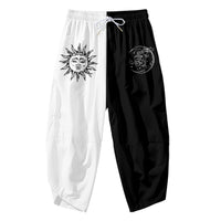 Men's Casual Sun Moon Creative Digital Printing Cropped Pants