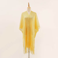 Flat Towel Shawl Gold And Silver Silk Slit Fashionable Beachwear Vacation Sun Protection Shirt