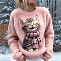 Christmas-themed 3D Digital-printed Fleece Slim-fit Crewneck Hoodie