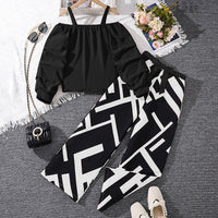 Long Sleeve Top Printed Pants Children And Teens Two-piece Suit