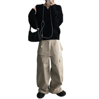 Winter Lapel Pullover Knitting Korean Style Sweater Thick Solid Color And V-neck Sweater