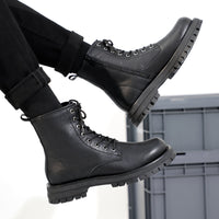Men's British Style Fleece Mid-cut Leather Martin Boots
