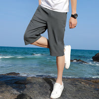 Ice Silk Capri Pants Men's Summer Thin Casual Quick-drying