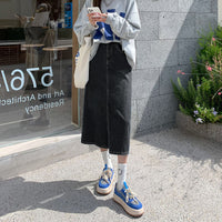 Female Casual Mid Length High Waist Slimming A-line Skirt