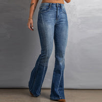 High-rise Slim-fit Washed Wide-leg Jeans