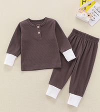 Baby Home Wear Cotton Sunken Stripe Two-piece Suit