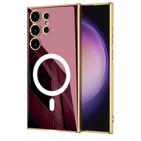 Wireless Charger Circle Magnetic Drop-resistant S24 Ultra-thin Plating Protective Cover Phone Case