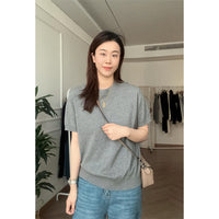 Pure Color Cotton Spun Yarn Knitwear Short Sleeve