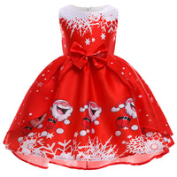 Christmas Dress Print Princess Santa Claus Snowflake Girl Show