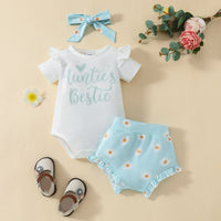 Summer Girls' Letter Printing Onesie Small Chrysanthemum Printing