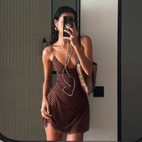 Fitted Slimming Short Polka-dot Dress For Women