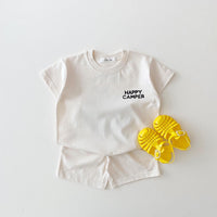 Children's Candy Color Cotton Casual T-shirt Short Suit