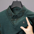 Middle-aged Men's False Two Pieces Long Sleeve T-shirt Sweater