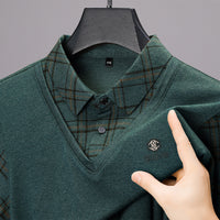 Middle-aged Men's False Two Pieces Long Sleeve T-shirt Sweater