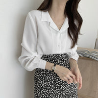 Simple Suit Collar Chiffon Shirt Women's Long Sleeve Shirt