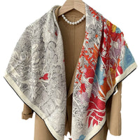 Return To Nature Duplex Printing Silk Wool Scarf
