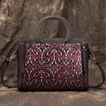 Retro First-Layer Cowhide Embossed Handbag Shoulder Crossbody Bag