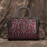 Retro First-Layer Cowhide Embossed Handbag Shoulder Crossbody Bag