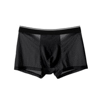 Ice Silk Full Mesh Large Size Men's Underwear Cotton Crotch Mid-waist Boxers