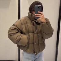 Womens Stylish Versatile And Warm High-neck Cotton Coat