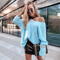New Loose V-neck Off-shoulder Knitwear Casual