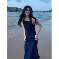Off-shoulder Waist-cinched Slit Dress Feminine Elegant Figure-flattering Slip Dress