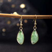 Natural Crystal Drop Earrings With Amethyst And Gold-plated Edges