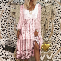 Long-sleeve Printed New Round-neck Dress For Women