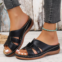 Womens Comfortable Lightweight Wedge-Heel Platform Slippers